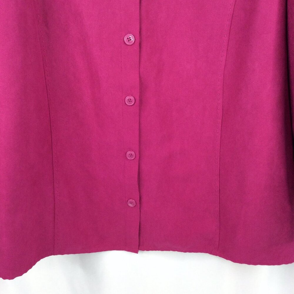 NWOT Studio Works Microfiber Top Women's Plus Size 1X Magenta Pink Button Down - Picture 5 of 8